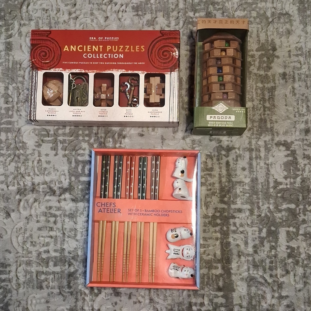 Bundle Of Asian Inspired Puzzles And Chopstick Set